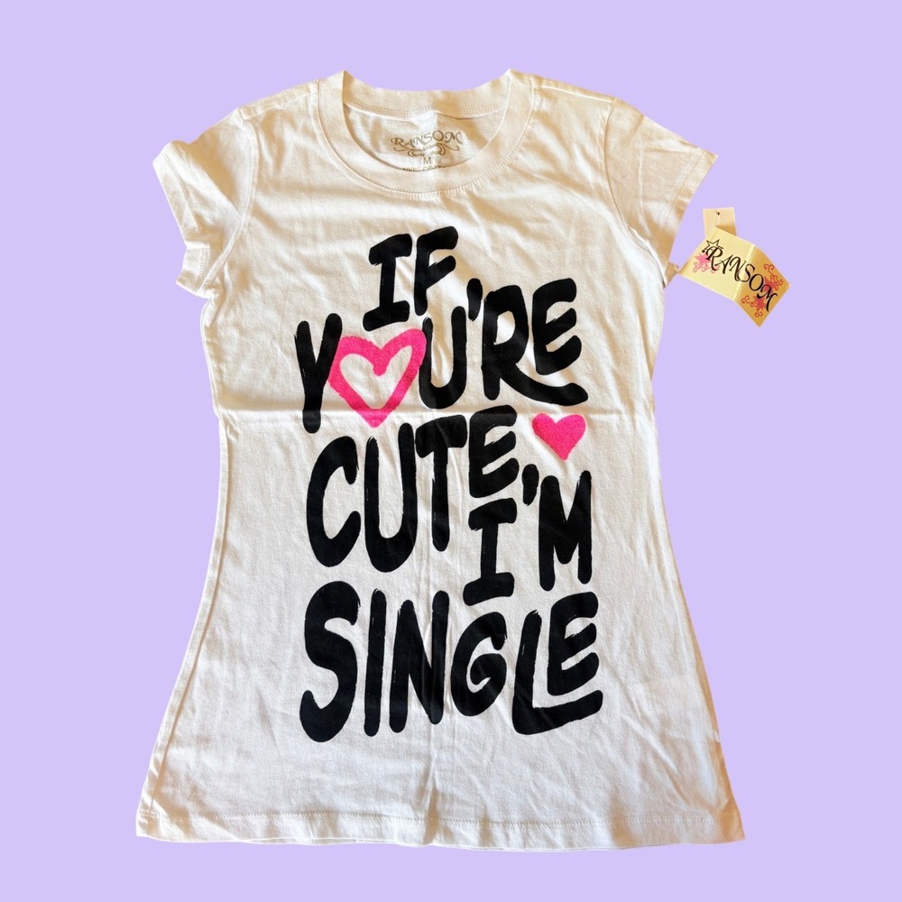Y2K Ransom If Youre Cute Im Single Graphic Baby Tee Scene #18